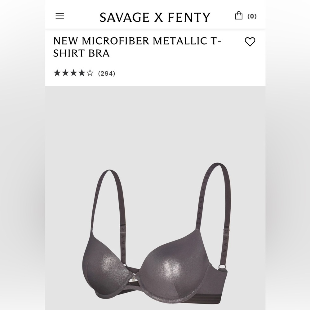 NWT- Savage X Fenty MICROFIBER METALLIC T-SHIRT BRA 36DD